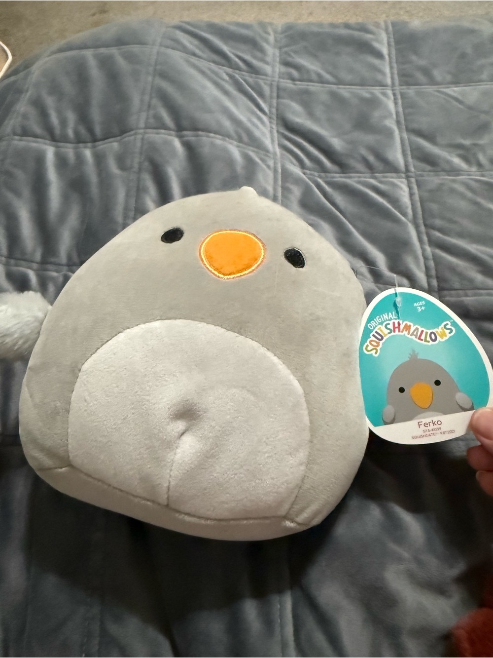 Kellytoy Gray Squishmallows Ferko Plush Penguin with Orange Beak